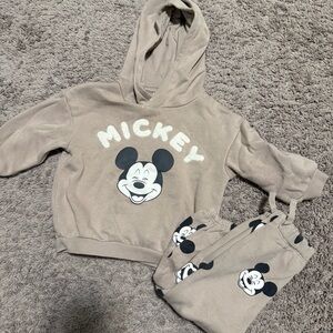 H&M Mickey Mouse Kids Hoodie and Pants Set - Beige